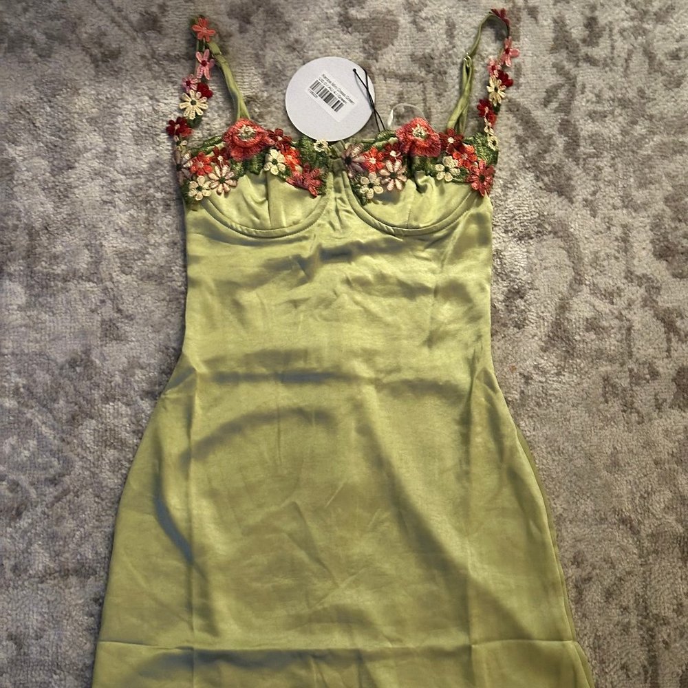 Green Satin Mini Dress